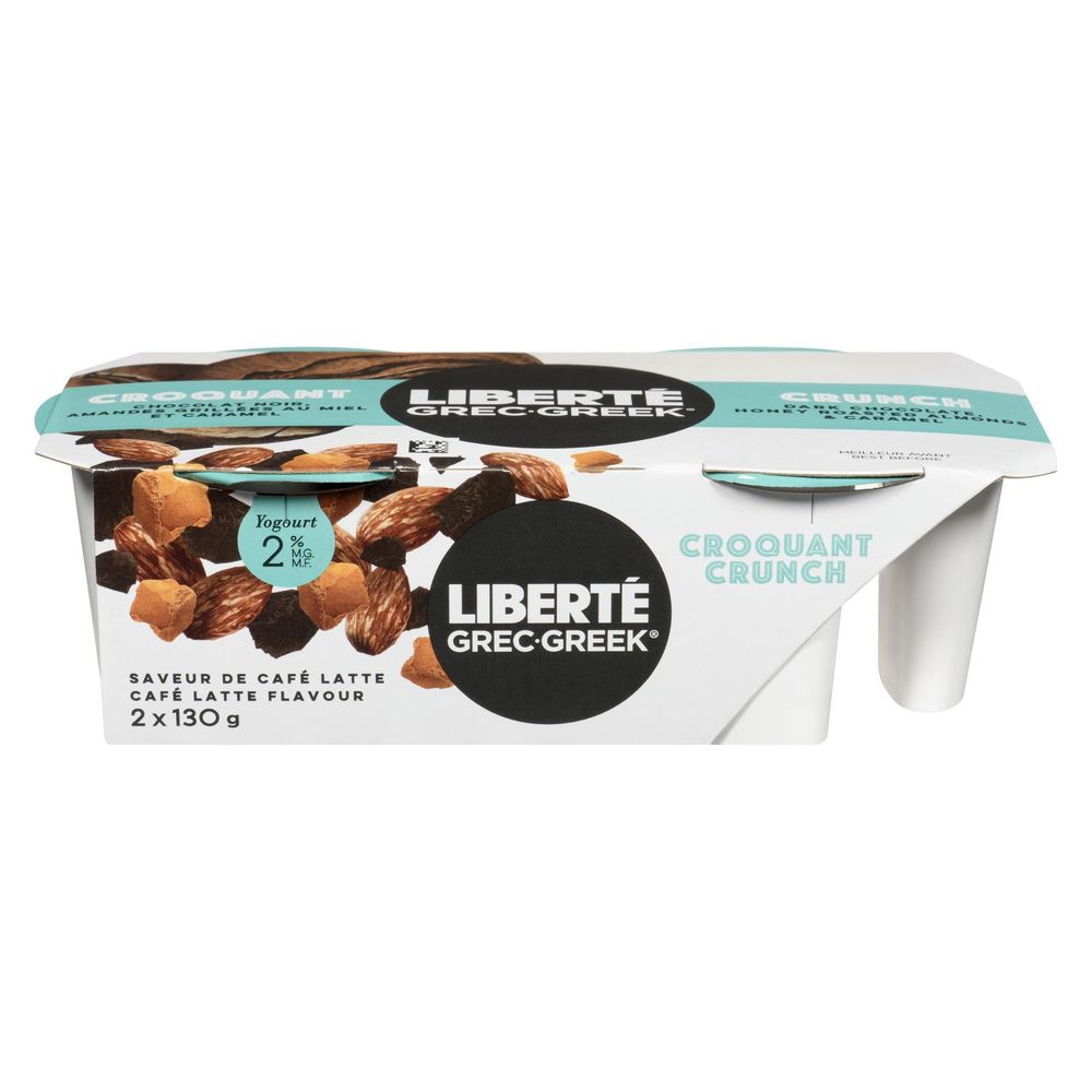 Liberte 2 Percent Milkfat Crunch Café Latte Greek Yogurt, 130 G -- 12 Per Case