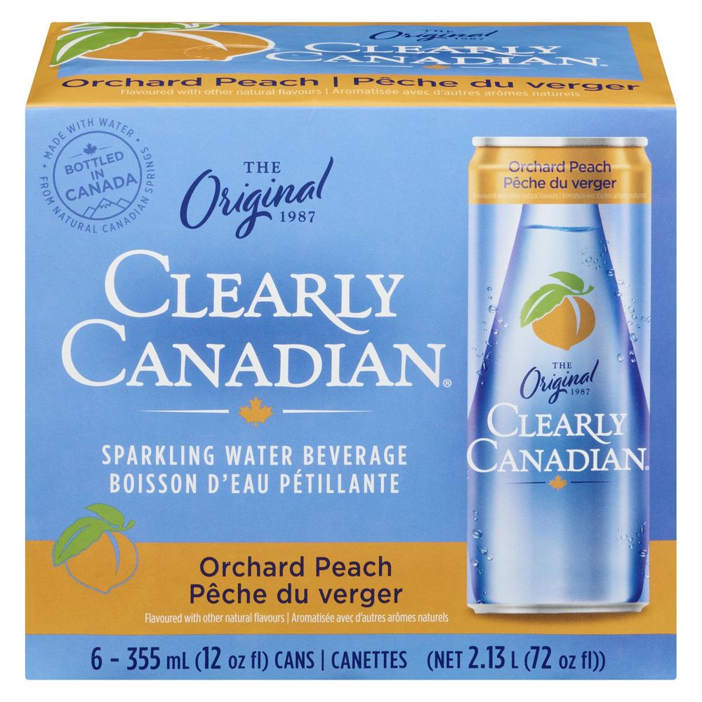 Clearly Canadian Orchard Peach Sparkling Water, 355 Ml -- 24 Per Case