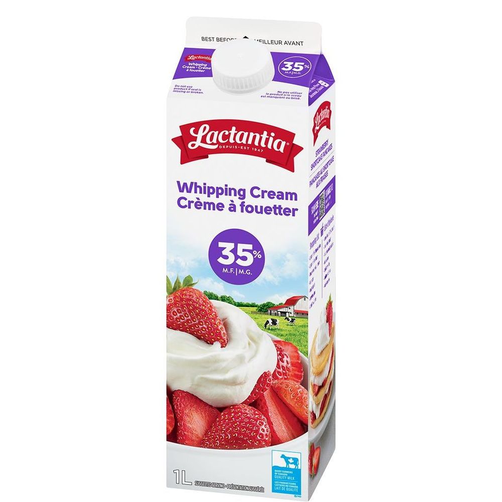 Lactantia 35 Percent Milk Fat Whipped Cream, 1 L - 16 Per Case