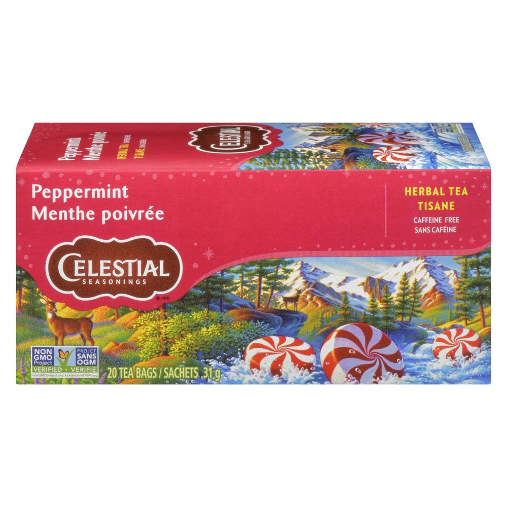 Celestial Seasonings Peppermint Herbal Tea, 20 Tea Bags -- 12 Per Case