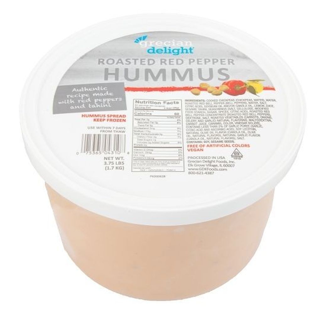 Grecian Delight Houmous Aux Poivrons Rouges Grillés, Pot De 1,7 Kg (3,75 Lb) – 4 Par Caisse