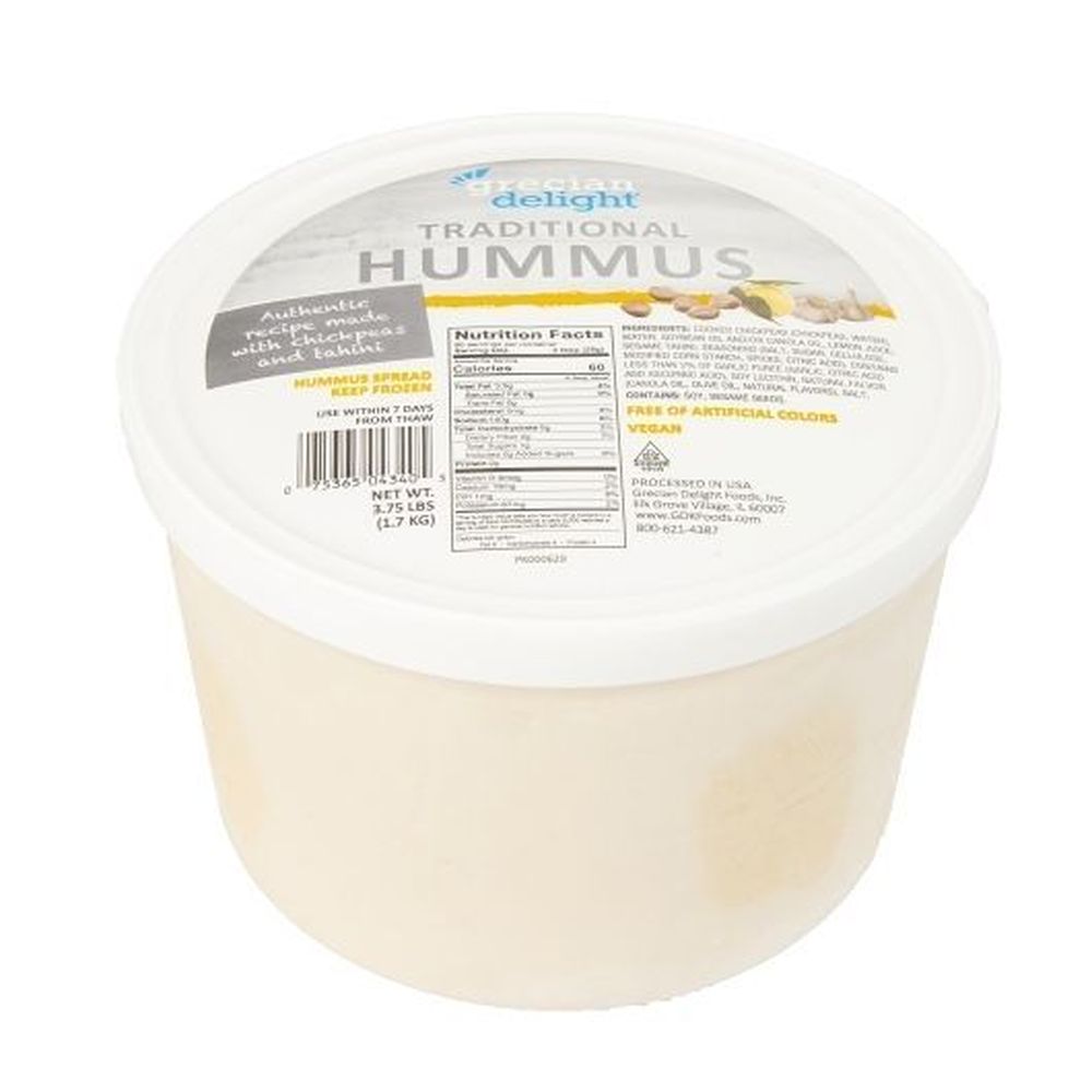Grecian Delight Houmous Traditionnel, Pot De 1,7 Kg (3,75 Lb) – 4 Par Caisse