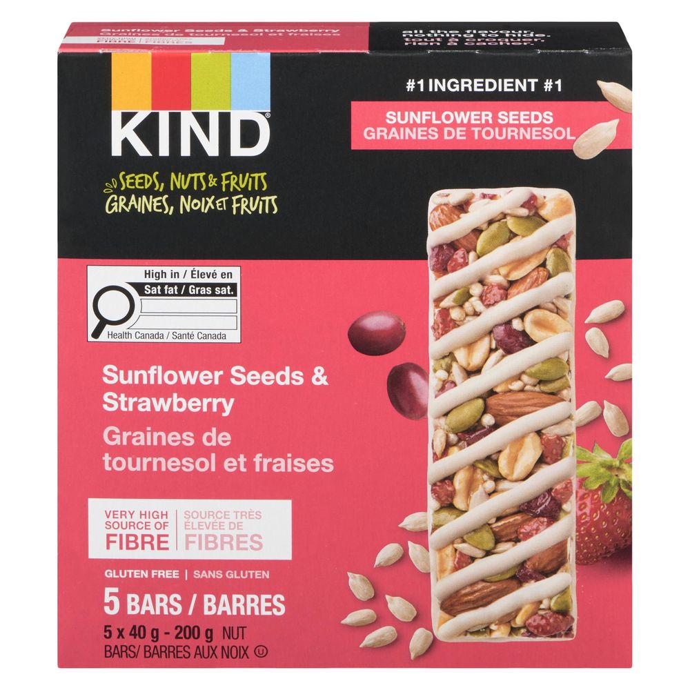 Kind Barre De Graines De Tournesol Et Fraises Aux Amandes Et Cacahuètes, 40 G – 50 Unités Par Caisse