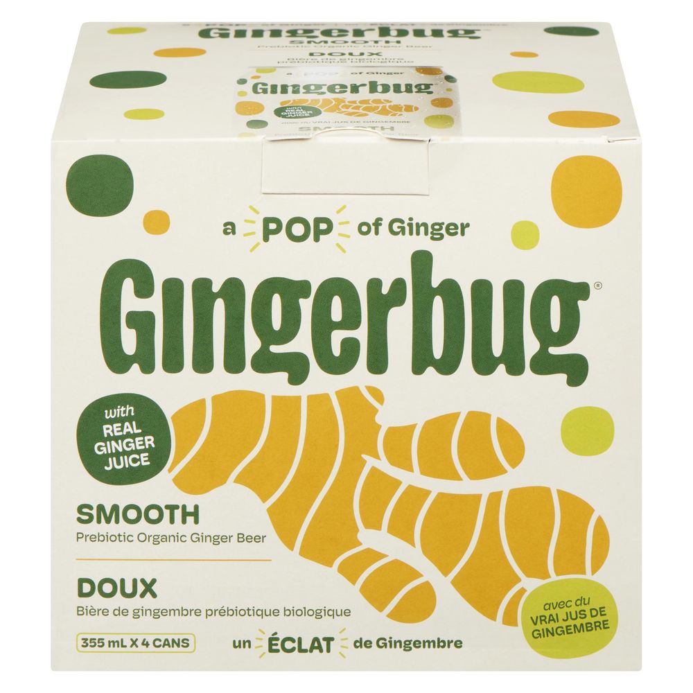 Gingerbug Organic Smooth Prebiotic Giner Beer, 355 Ml -- 24 Per Case