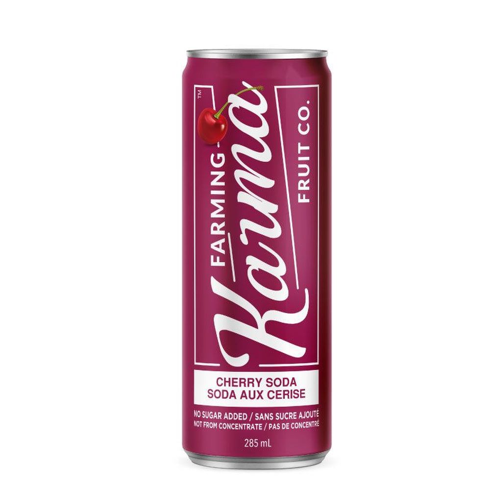 Farming Karma No Sugar Added Sparkling Cherry Soda, 285 Ml -- 24 Per Case
