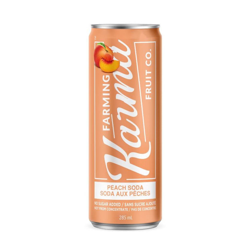 Farming Karma No Sugar Added Sparkling Peach Soda, 285 Ml -- 24 Per Case
