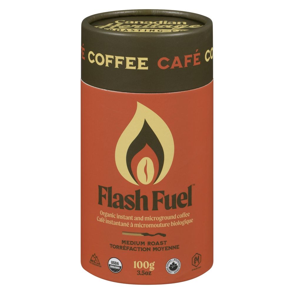 Canadian Heritage Roasting Flash Fuel Organic Medium Roast Instant Coffee, 100 G -- 6 Per Case