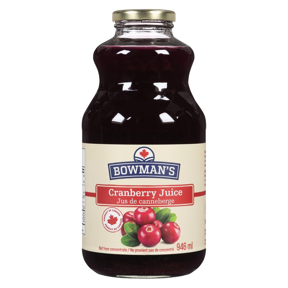 Fraser Valley Bowman's 100 Percent Pure Cranberry Juice, 946 Ml -- 12 Per Case