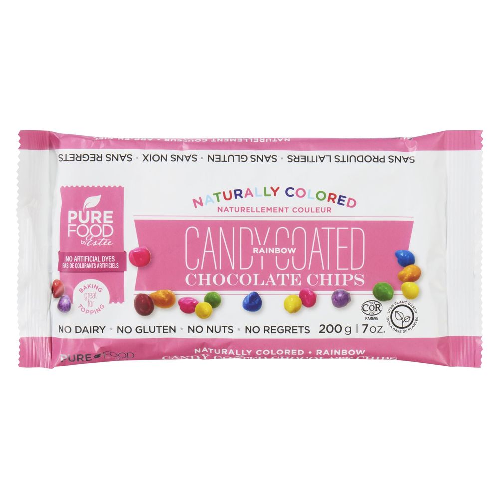 Pure Food By Estee Pépites De Chocolat Enrobées De Bonbons Naturels Rainbow, 198 G – 8 Par Caisse