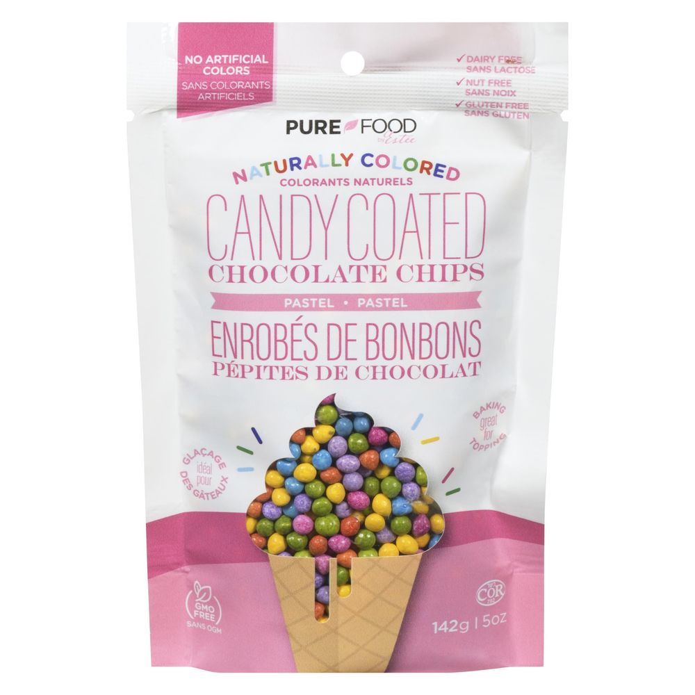Pure Food By Estee Pépites De Chocolat Pastel Miniatures Enrobées De Bonbons Naturels, 141 G – 12 Par Caisse