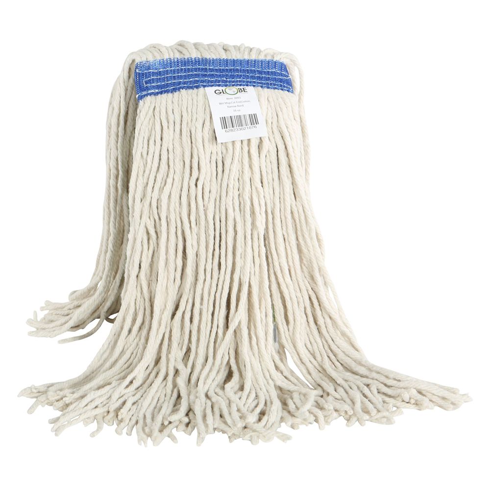 Globe Cot-pro White Cotton Narrow Band Wet Cut End Mop, 20 Oz Capacity