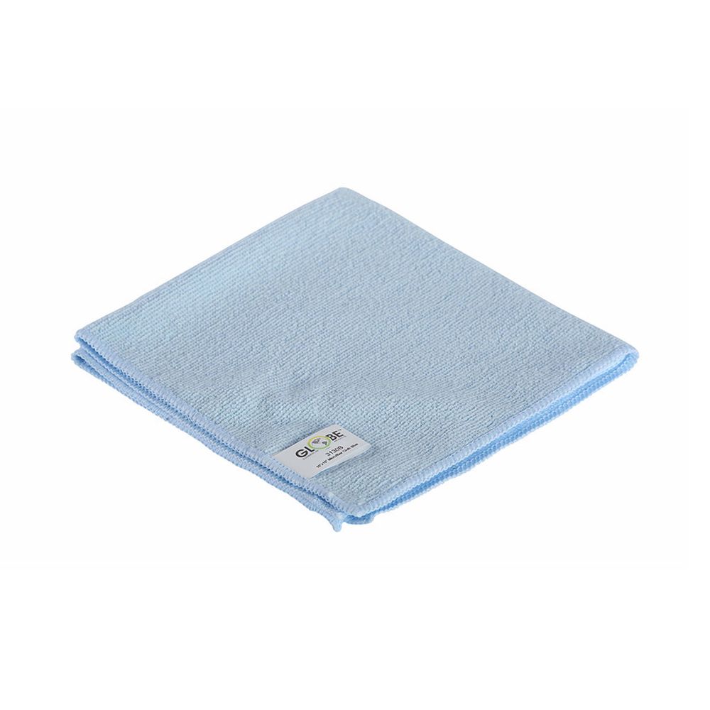 Globe Blue 240 Gsm Microfiber Cloth, 16 X 16 In -- 10 Per Case