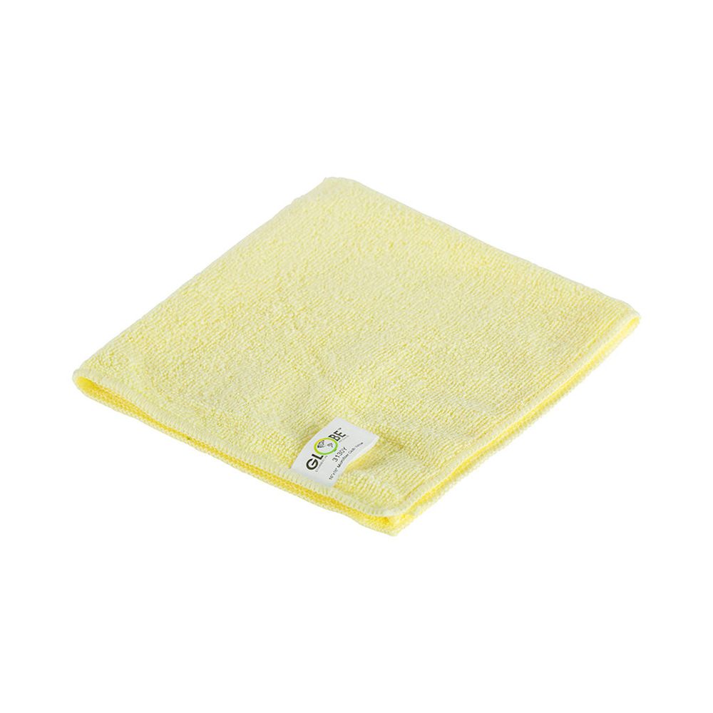 Globe Yellow 240 Gsm Microfiber Cloth, 16 X 16 In -- 10 Per Case