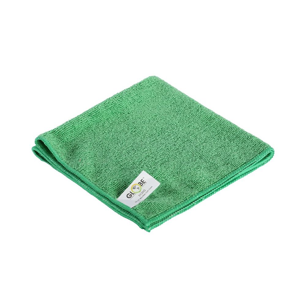 Globe Green Microfiber Cleaning Cloth, 14 X 14 In -- 10 Per Case