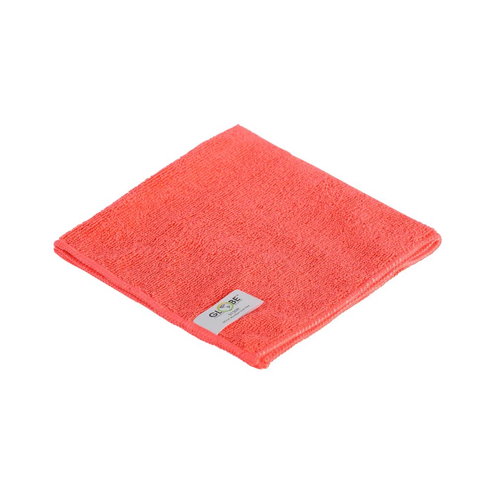Globe Red Microfiber Cleaning Cloth, 14 X 14 In -- 10 Per Case