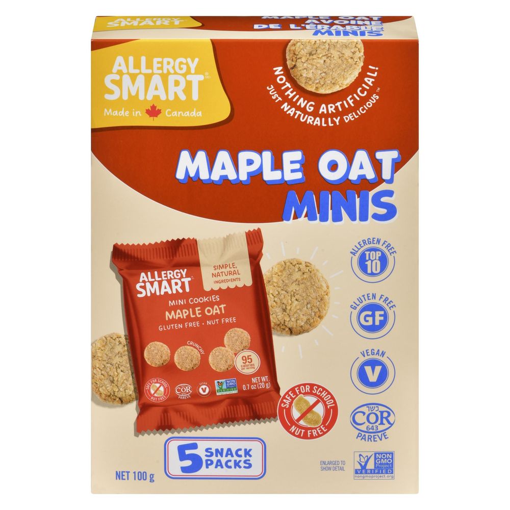 Allergy Smart Maple Oat Mini Cookies, 100 G -- 6 Per Case