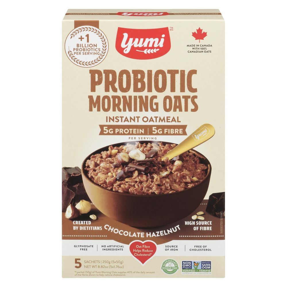 Yumi Flocons D'avoine Probiotiques Chocolat-noisette, 50 G – 30 Unités Par Caisse
