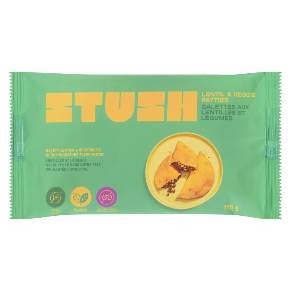 Stush Patties Galettes De Lentilles Et De Légumes, 115 G – 6 Par Caisse