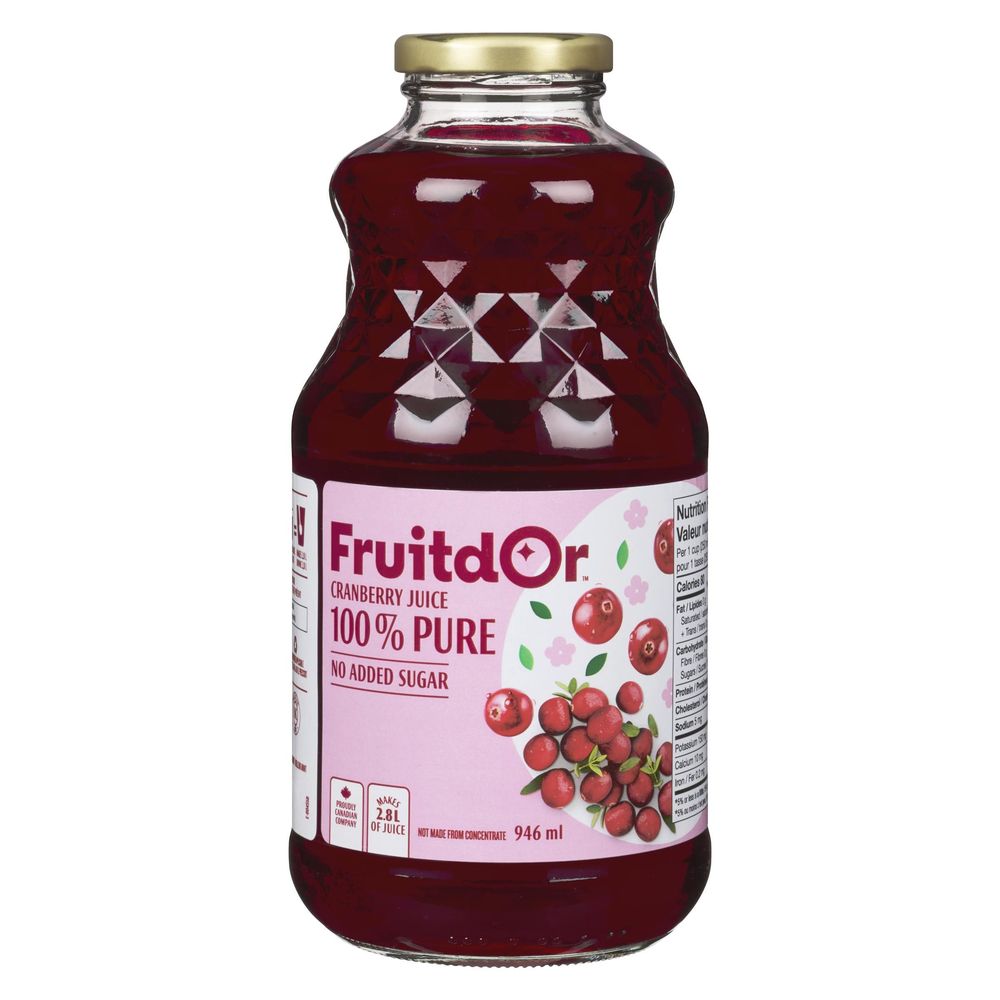 Fruit D'or 100 Percent Pure Cranberry Juice, 946 Ml -- 6 Per Case