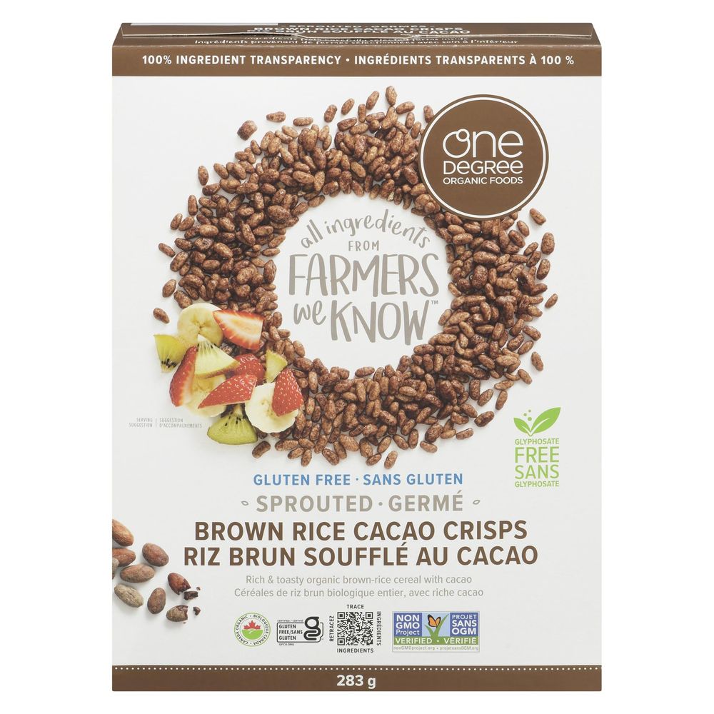 One Degree Croustilles De Cacao Au Riz Brun Biologique, 284 G – 6 Par Caisse