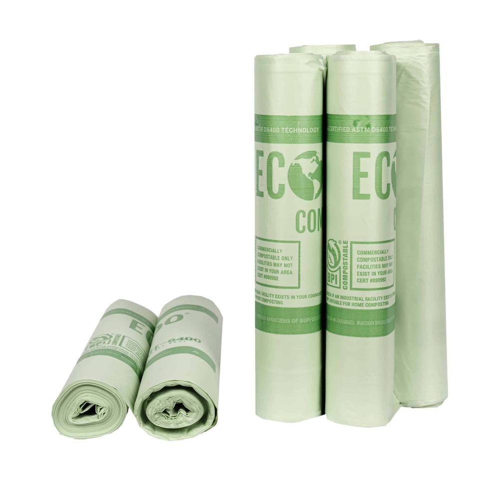 Ecosafe Zero Waste Rouleau De 10 Sacs Poubelle Compostables Verts – 6 Par Caisse