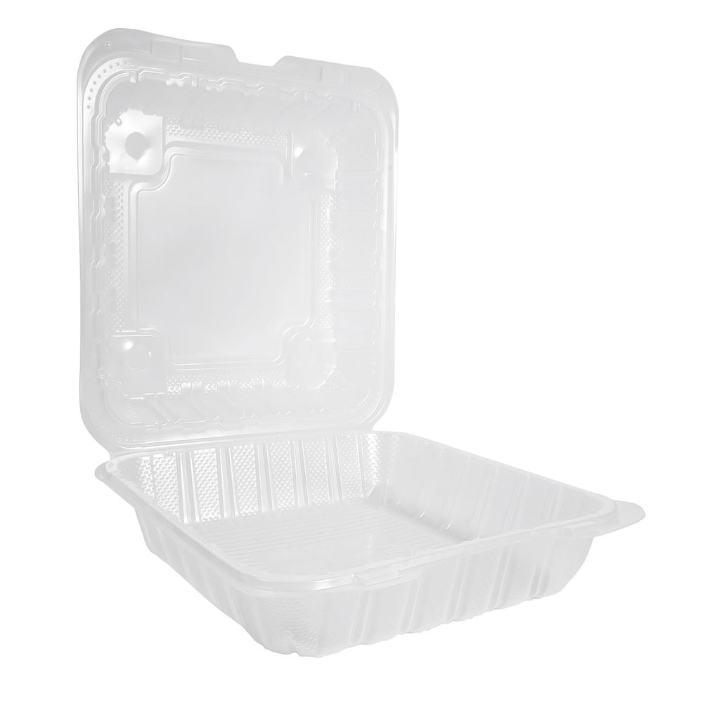Eco-systems Clear Polypropylene X-large Hinged Container, 9.23 X 9.23 X 3 In -- 150 Per Case
