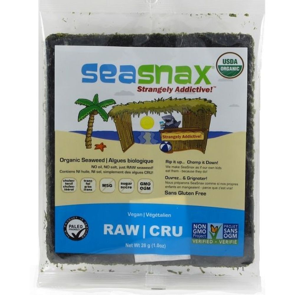 Seasnax Feuilles De Nori Crues Biologiques, 28 G – 16 Par Caisse