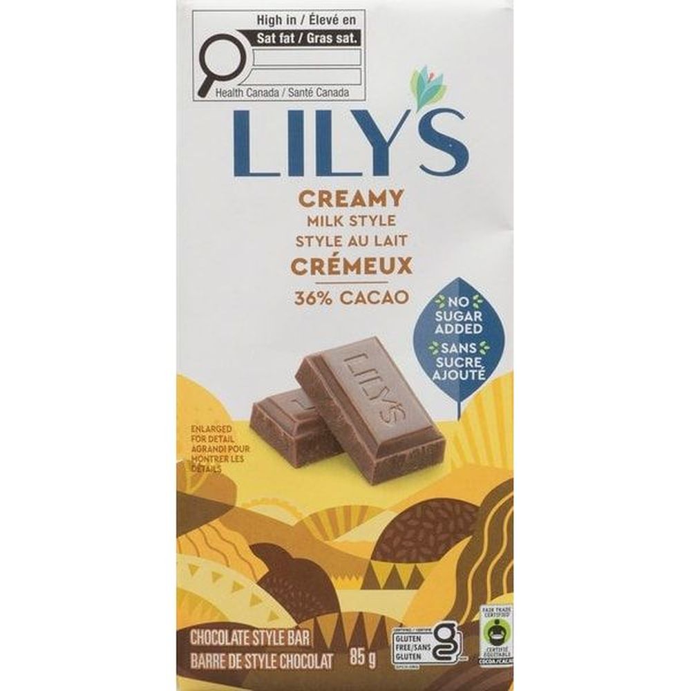 Lily's 36 Percent Cacao Creamy Milk Chocolate Style Bar, 85 G -- 20 Per Case