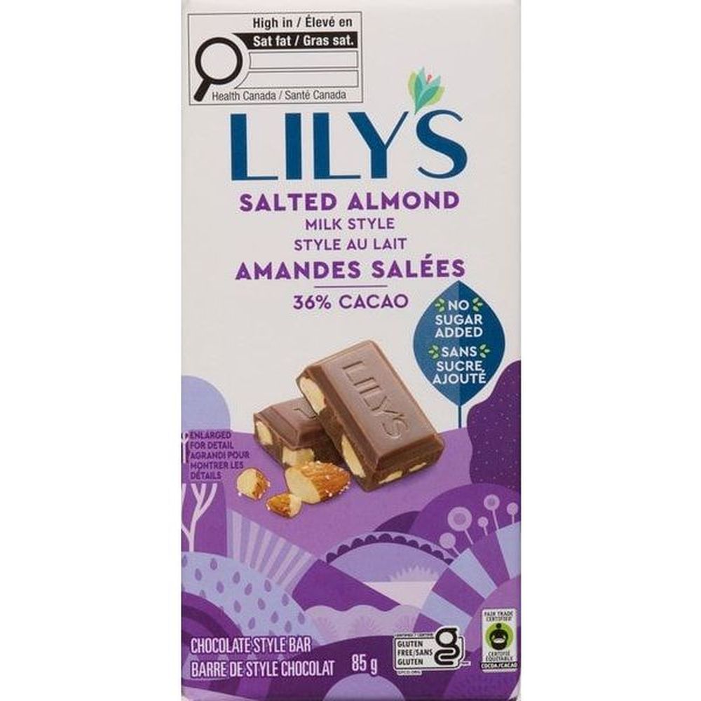 Lily's 36 Percent Cacao Salted Almond Milk Chocolate Style Bar, 85 G -- 20 Per Case