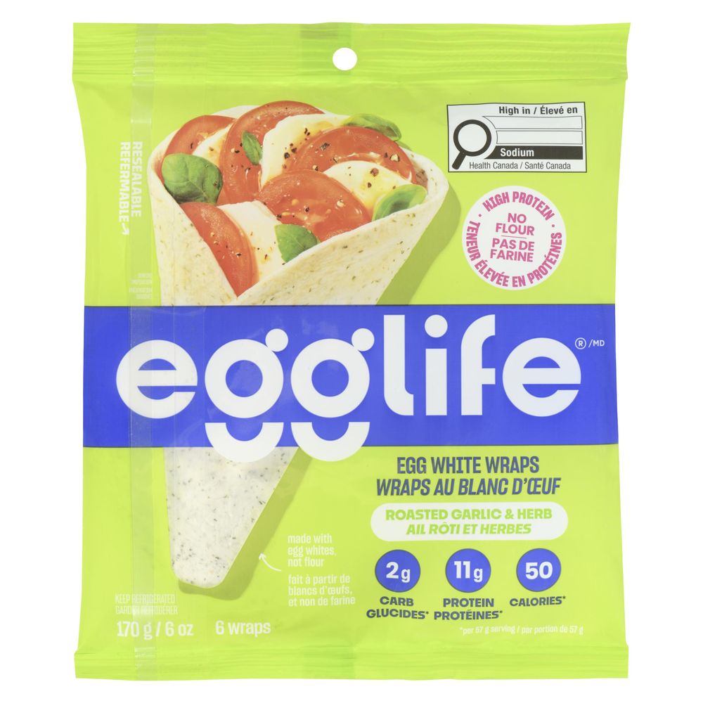 Egglife Roasted Garlic And Herb Egg White Wraps, 170 G