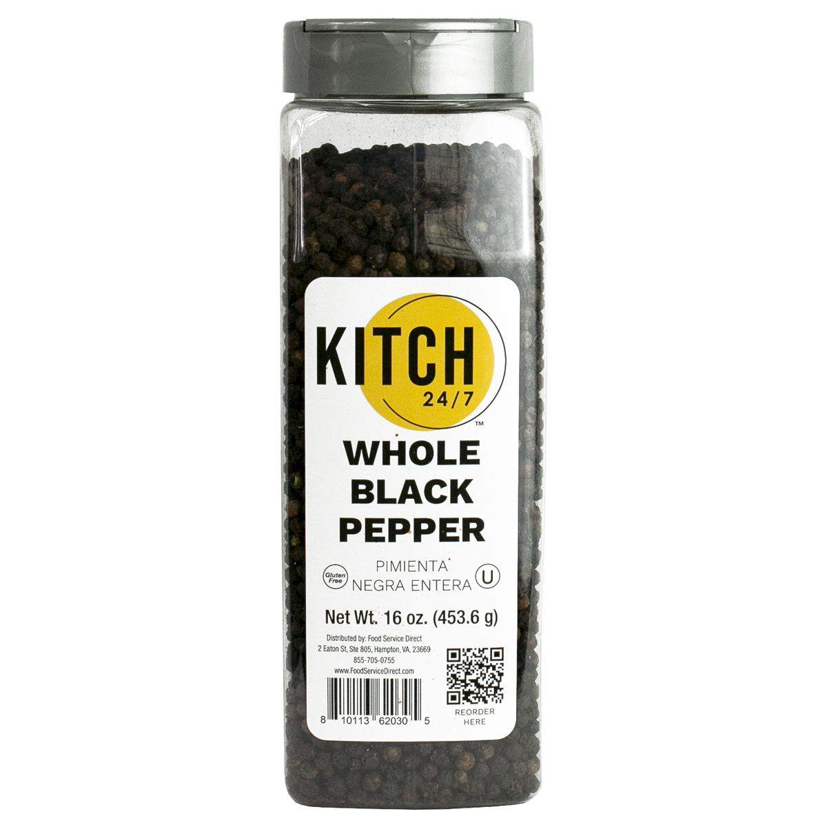 Kitch 24/7 Whole Black Pepper, 16 Oz