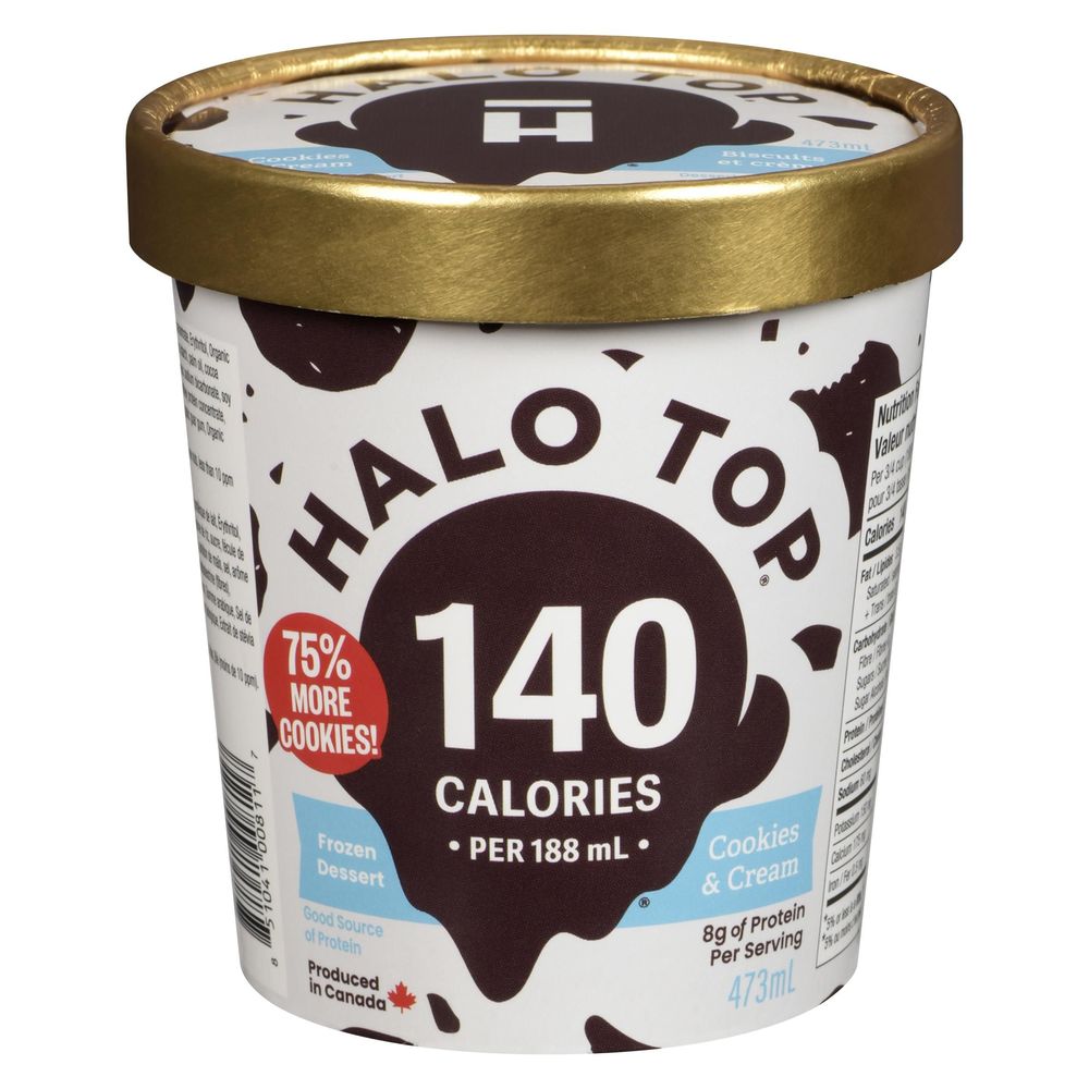 Halo Top Crème Glacée Cookies And Cream, 473 Ml – 8 Par Caisse