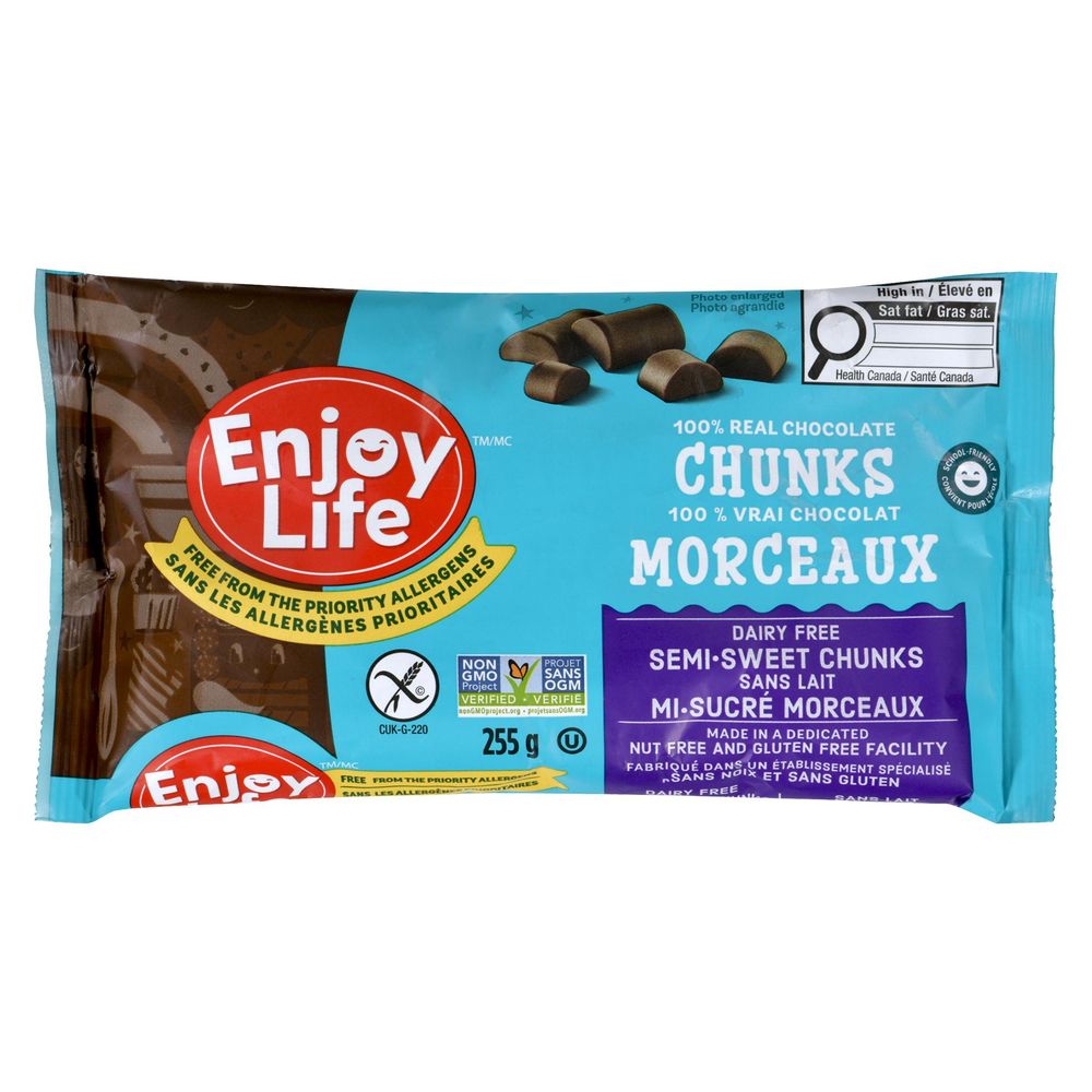 Enjoy Life Pépites De Chocolat Mi-sucré Géantes, 255 G – 12 Par Caisse