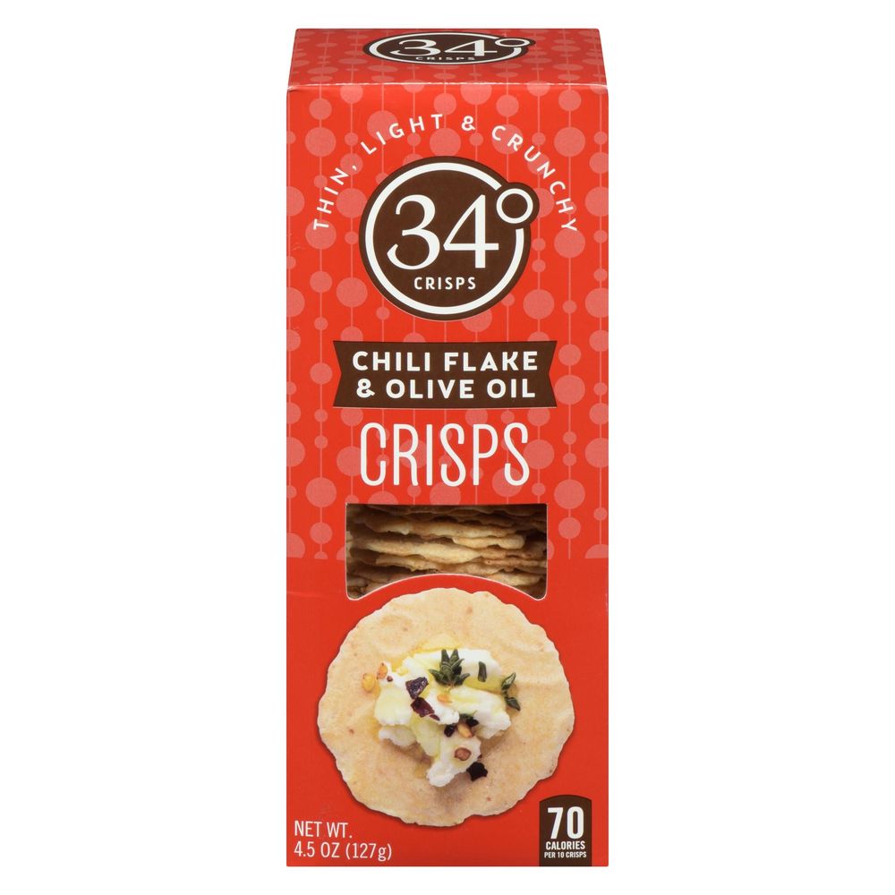 34 Degrees Chili Flake And Olive Oil Crisps, 127 G -- 12 Per Case