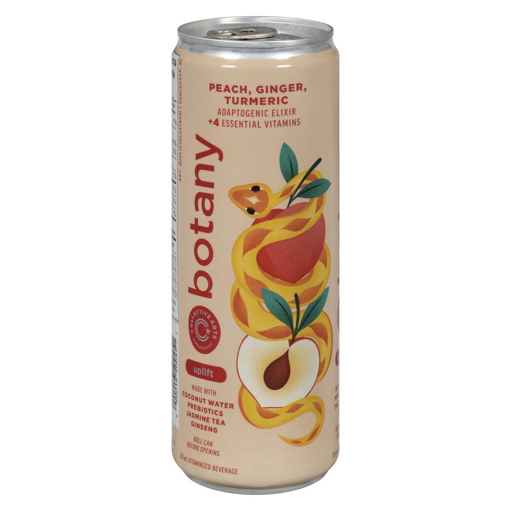 Collective Arts Botany Uplift Peach Ginger Adaptogenic Elixir, 355 Ml -- 12 Per Case