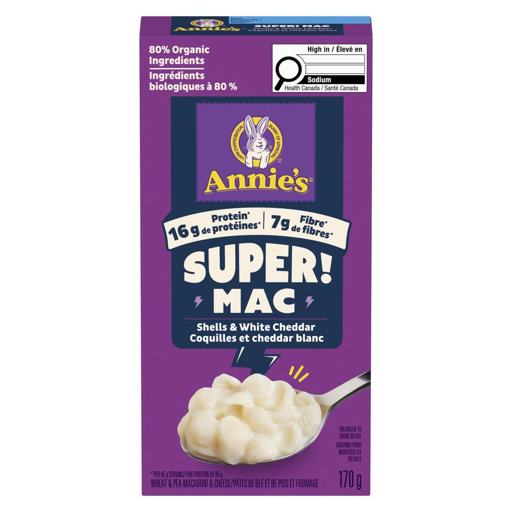 Annie's Super Mac Shells And White Cheddar Mac And Cheese, 170 G