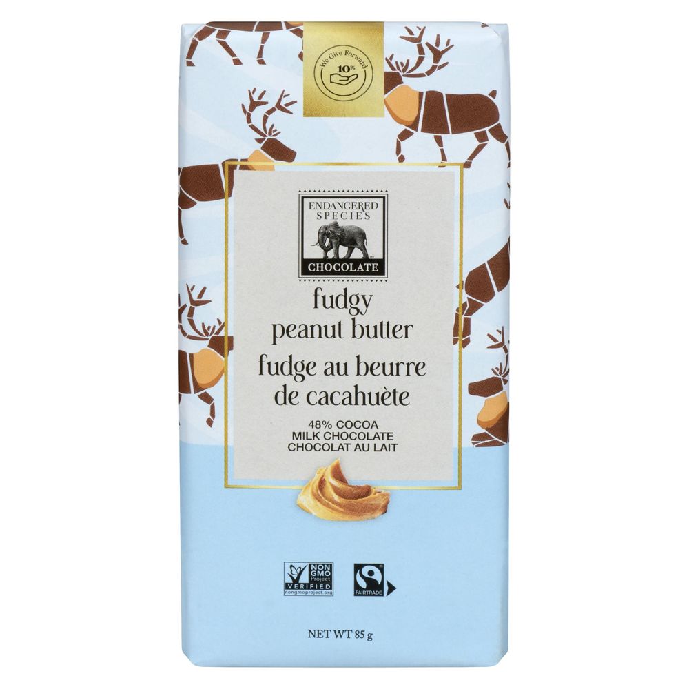 Endangered Species 48 Percent Cocoa Milk Chocolate With Fudgy Peanut Butter, 85 G