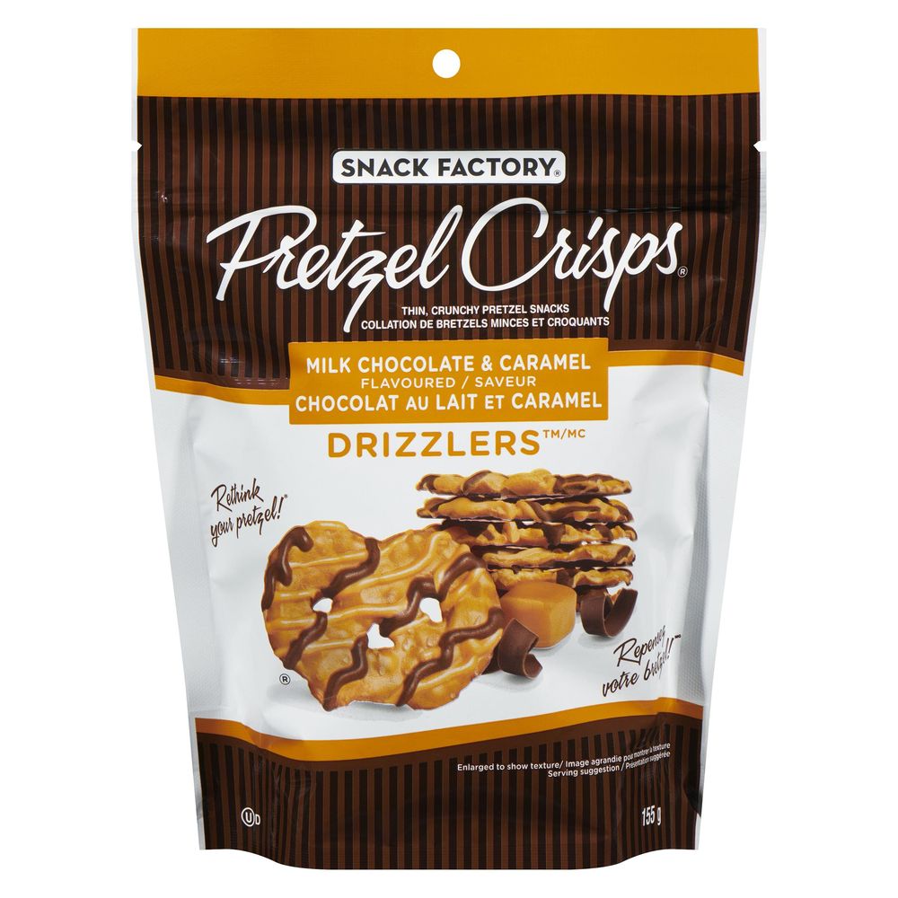 Pretzel Crisps Milk Chocolate And Caramel Drizzlers, 155 G