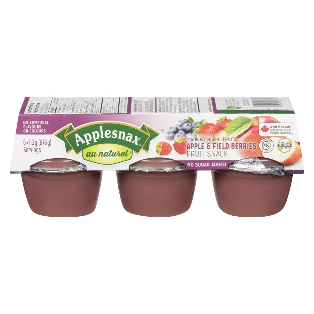 Applesnax Au Naturel Apple And Field Berries Fruit Cups, 113 G -- 6 Per Case