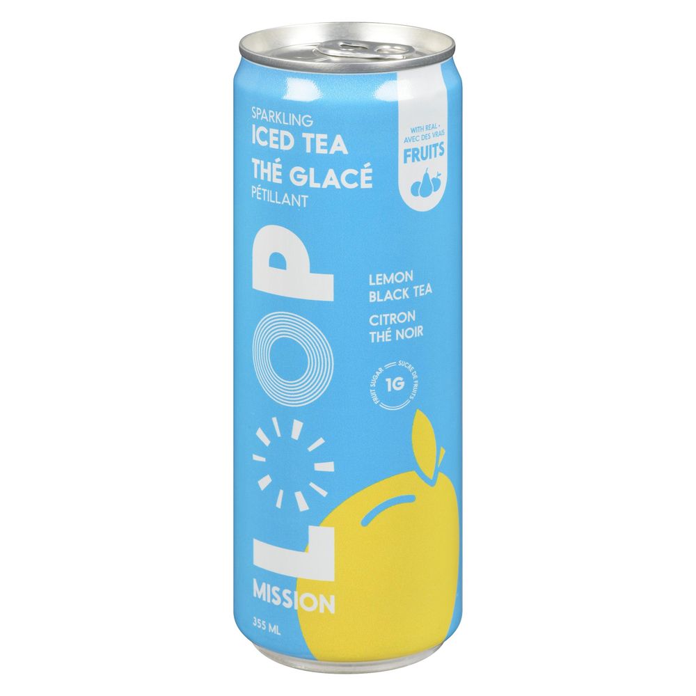 Loop Mission Lemon Black Sparkling Iced Tea, 355 Ml