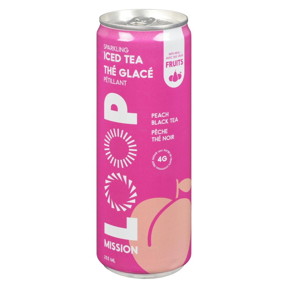 Loop Mission Peach Black Sparkling Iced Tea, 355 Ml