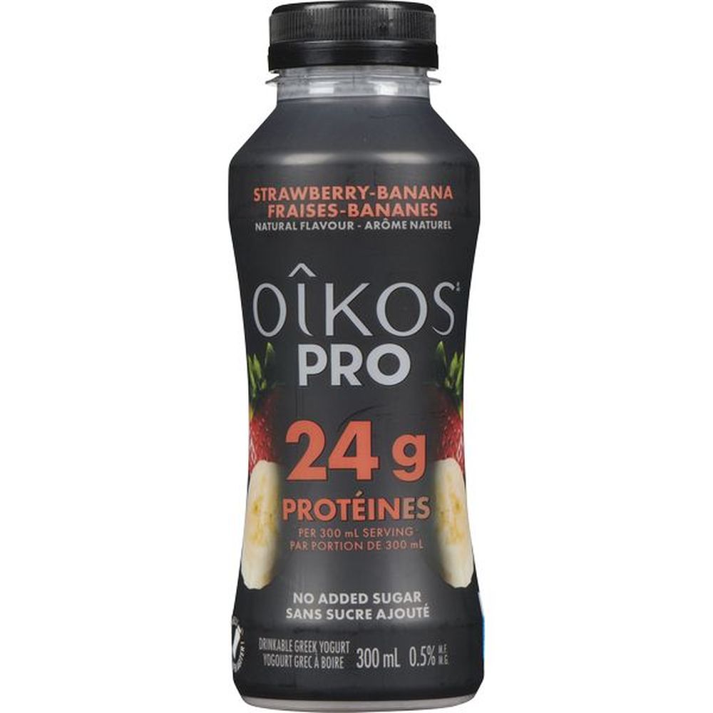 Oikos Pro Strawberry Banana High Protein Drinkable Yogurt, 300 Ml