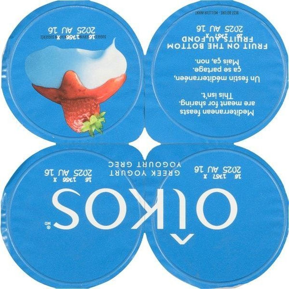 Oikos 2 Percent Milk Fat Strawberry Greek Yogurt, 100 G -- 24 Per Case