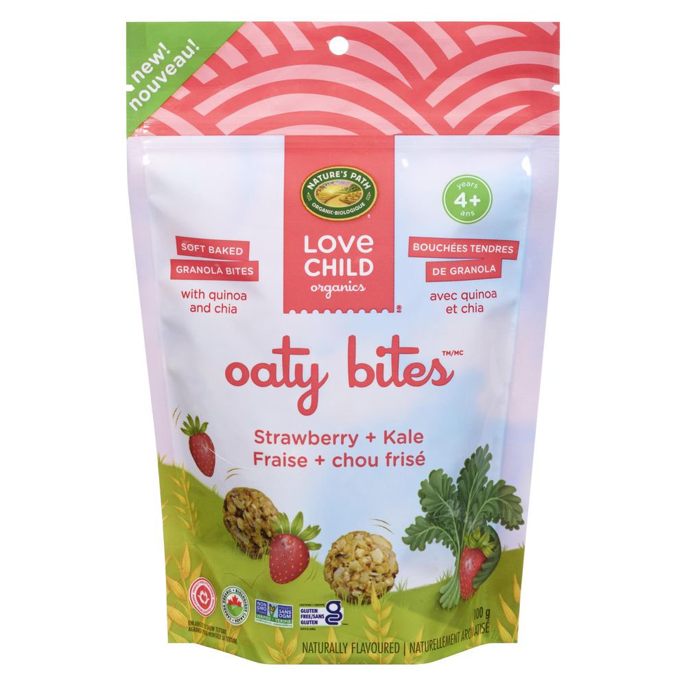 Love Child Organics Oaty Bites Strawberry Plus Kale Snack Bites, 100 G