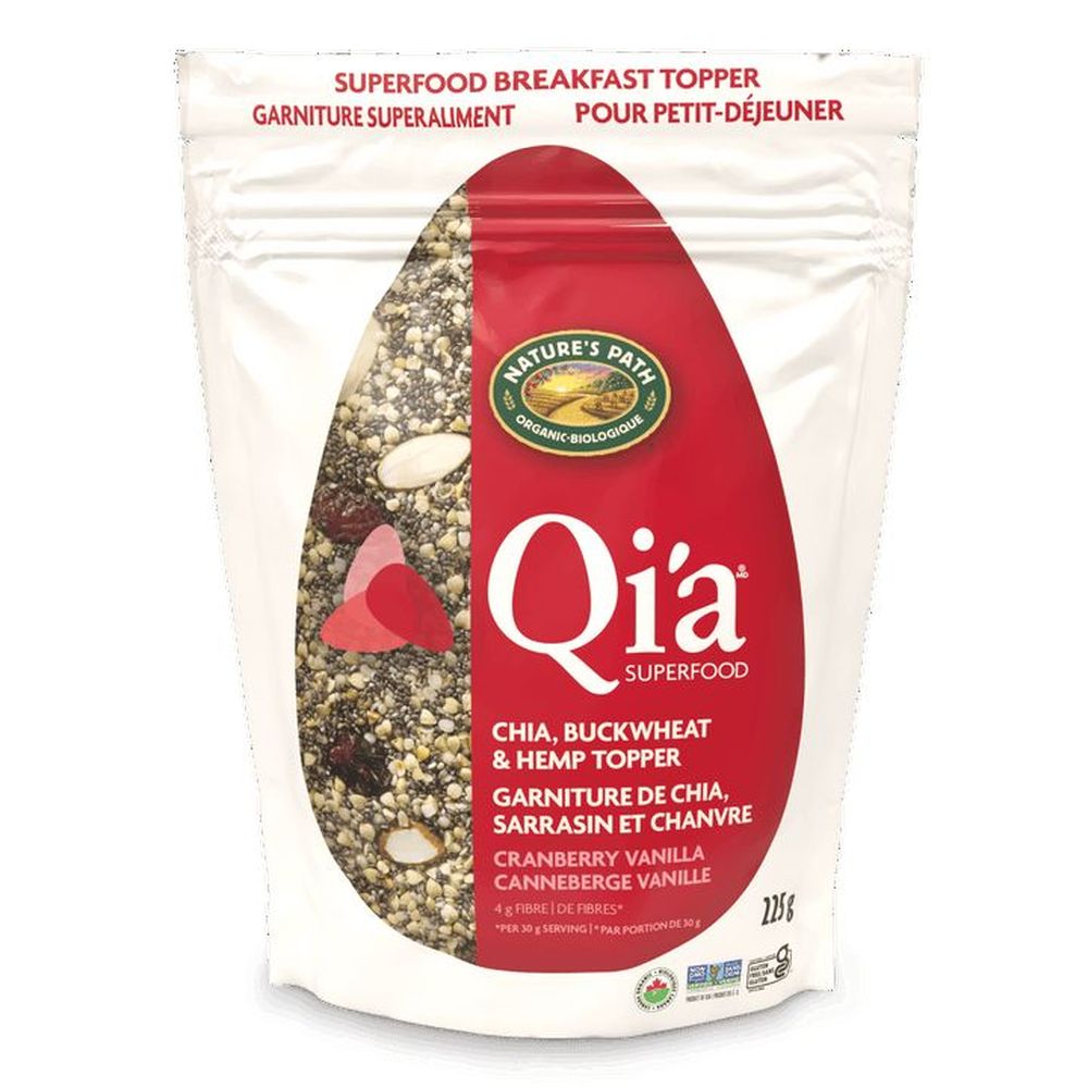 Nature's Path Organic Qi'a Cranberry Vanilla Chia, Buckwheat And Hemp Superfood Breakfast Topper Cereal, 225 G