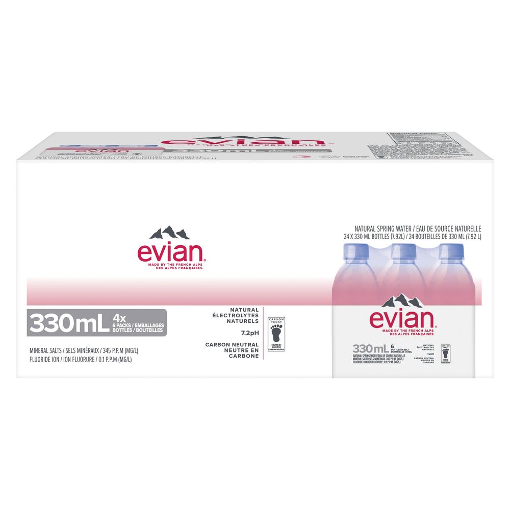 Evian Natural Spring Water, 330 Ml Bottle -- 6 Per Case