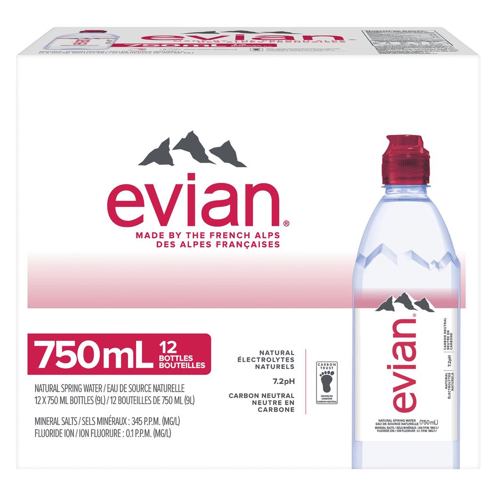 Evian Natural Spring Water, 750 Ml Bottle