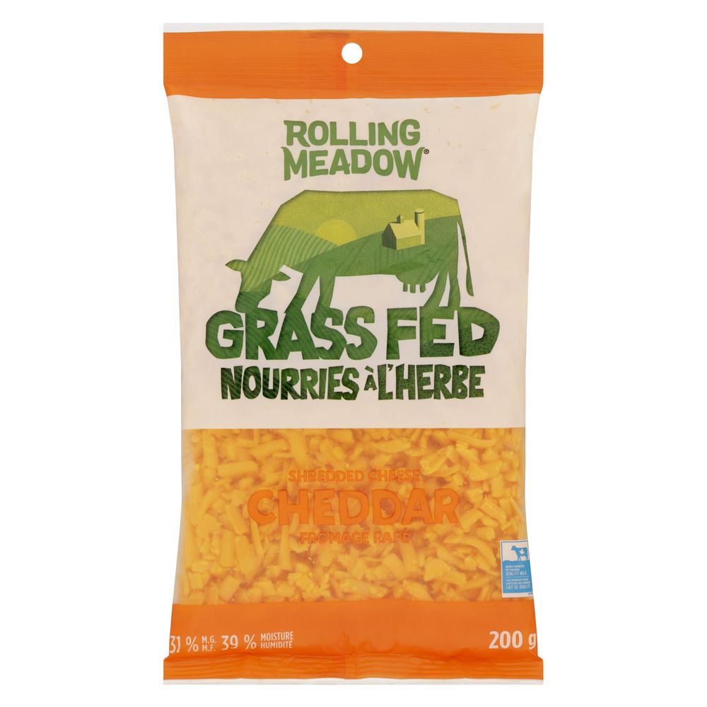 Rolling Meadow Grass Fed Shredded Cheddar Cheese, 200 G