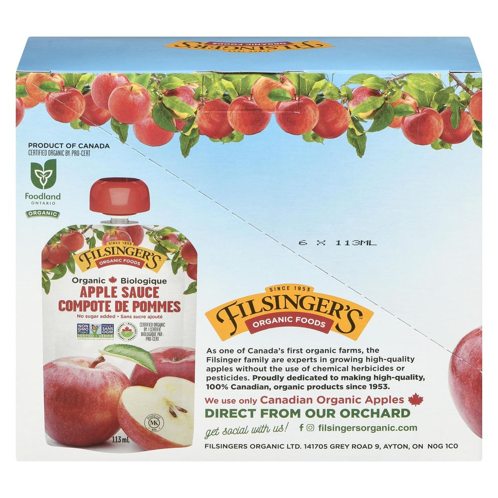 Filsinger's Organic Apple Sauce, 113 Ml -- 6 Per Case