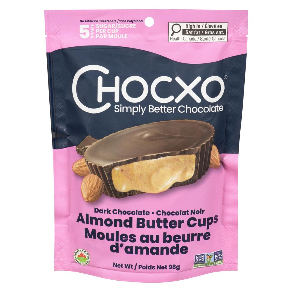 Chocxo Organic Dark Chocolate Almond Butter Cup, 98 G -- 6 Per Case